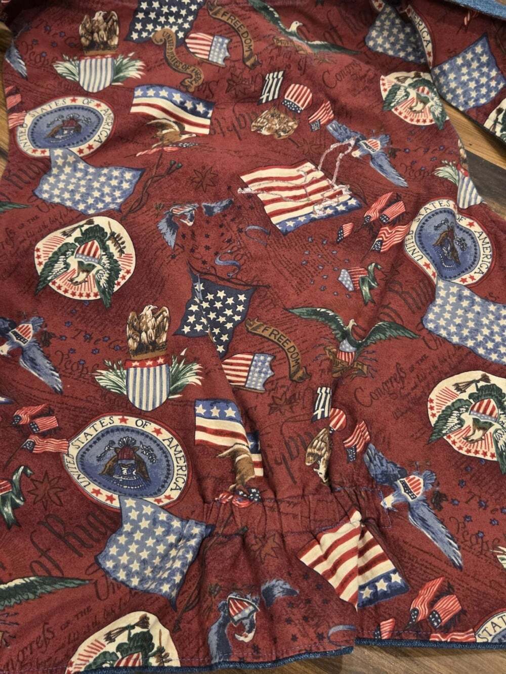 Vintage 90s Arizona Jean Co Denim Vest Patriotic Americana Eagle Flag Quilted M - Picture 7 of 11